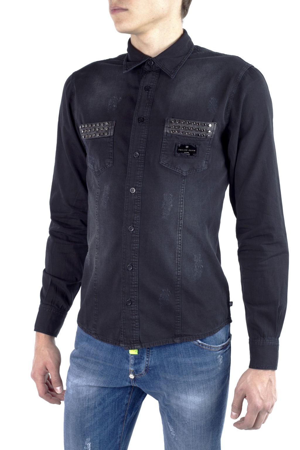 Black Denim Shirt Philipp Plein - Vitkac TW